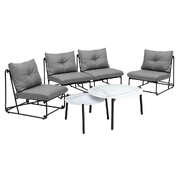 Outdoor Sofa Set Nesting Coffee Table with Chairs Grey