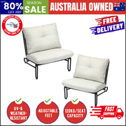 2PC Outdoor Lounge Chairs Patio Furniture Garden Sofa with Cushions Beige