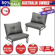 2PC Outdoor Lounge Chairs Patio Furniture Garden Sofa with Cushions Grey