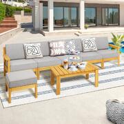 Outdoor Sofa Set Wooden Patio Set 7-Piece