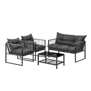 4 Piece Outdoor Furniture Setting Garden Patio Lounge Sofa Chairs Grey