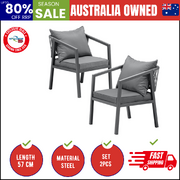 2PCS Outdoor Furniture Chairs Garden Patio Garden Lounge Set Steel Frame