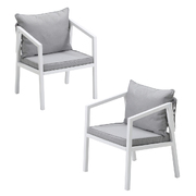 2PCS Outdoor Furniture Chairs Garden Patio Lounge Set Steel Frame White