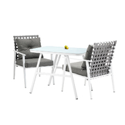 Outdoor Dining Set Rattan Chair Marble-style Table Garden Patio Furniture