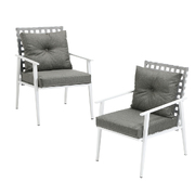 Outdoor Rattan Chairs Setting Garden Patio Lounge Armchair White 2PCS