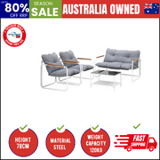 4 Piece Outdoor Patio Sofa Set Lounge Furniture Garden Chairs Table White