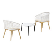 3pcs Outdoor Patio Set 50cm Table Beige and Natural Chairs