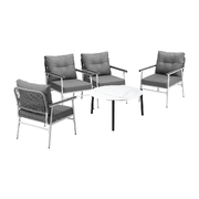 Outdoor Patio Set 5PC Bistro Lounge Set 70cm White Table