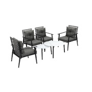 Outdoor Patio Set 2pc White Marble Table Sets 4pc Rattan Chairs