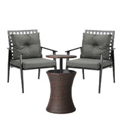 Outdoor Patio Set Ice Bucket Brown Table 2 Seater Bistro Set