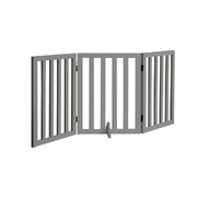 Wooden Pet Gate Dog Fence Safety Stair Barrier Security Door 3-Panel Grey