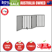 Wooden Pet Gate Dog Fence Grey Safety Stair Barrier Security Door 80cm