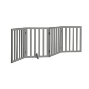 Wooden Pet Gate Dog Fence Safety Stair Barrier Security Door 4-Panel Grey