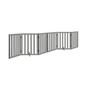 Wooden Pet Gate Dog Fence Safety Stair Barrier Security Door 6-Panel Grey