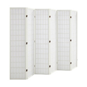 6 Panel Room Divider Timber Farbic White