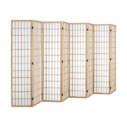 8 Panel Room Divider Timber Farbic Natural