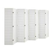 8 Panel Room Divider Timber Farbic White
