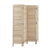 4 Panel Room Divider Timber Wooden Natural