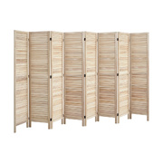 8 Panel Room Divider Timber Wooden Natural