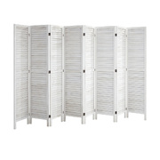 8 Panel Room Divider Timber Wooden Fold White