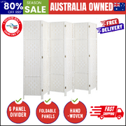 6 Panel Room Divider Privacy Screen White