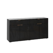 Sideboard Buffet Storage Cabinet High Gloss 4 Doors 2 Drawers Black