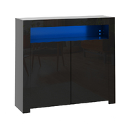 Buffet Sideboard Storage Cabinet LED RGB High Gloss 2 Doors Black