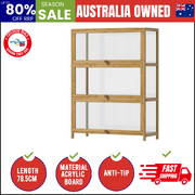 Display Cabinet Storage 3-Tier Shelves Clear Bookcase Stand Rack Oak