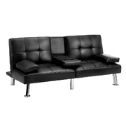 Sofa Bed Lounge Leather 3 Seater Futon Couch Beds Sofabeds Cup Holder