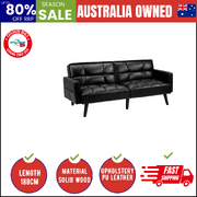 Sofa Bed Futon Convertible Leather Lounge Couch 3-Seater Recliner Black