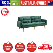 Sofa Bed Futon Convertible Velvet Lounge Couch 3-Seater Recliner Green