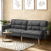 Sofa Bed Futon Convertible Velvet Lounge Couch 3-Seater Recliner Grey