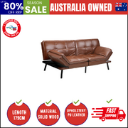 Sofa Bed Futon Recliner Lounge Couch Convertible Leather 3-Seater Brown