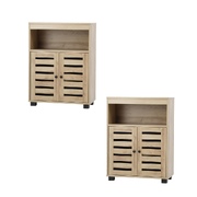 Shoe Rack Shoes Storage Cabinet Organiser Shelf 2 Doors Natural Set of