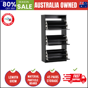 Shoe Rack Shoes Storage Cabinet Organiser Shelf 3 Doors 45 Pairs Black