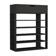 Shoes Storage Rack 5-tier Shelves with Drawer Black