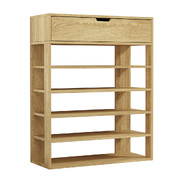 Shoes Storage Rack 5-tier Shelves with Drawer Natural