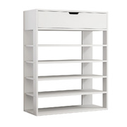 Shoes Storage Rack 5-tier Shelves with Drawer White