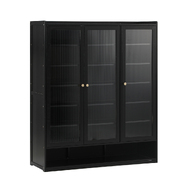 Shoe Cabinet 3 Doors Shelf Black