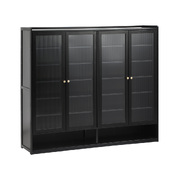 Shoe Cabinet Shoes Storage Rack Organiser 4 Doors Shelf Black