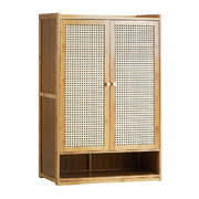 Shoe Storage Cabinet 2 Doors Rattan Brown