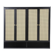 Shoe Storage Cabinet Shoes Rack Organiser Shelf 4 Doors Rattan Black