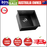 44X44CM Stainless Steel Sink Single Bowl with Waste Black