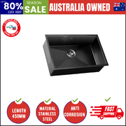 70X45CM Stainless Steel Sink Single Bowl with Waste Black