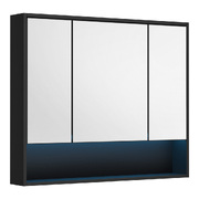 Bathroom Mirror Cabinet LED Wall Storage 900x750mm Black