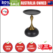 Coffee Side Table Round Metal Black