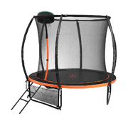 10FT Trampoline Kids Tramplines Safety Net Basketball Set Ladder Round