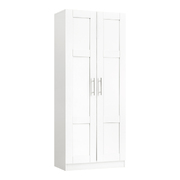 Wardrobe Clothes Storage Cabinet Large Cupboard 2 Doors 4 Shelves White