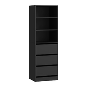 Wardrobe Shelf Unit Clothes Storage Cabinet 3 Drawers Organizer Black