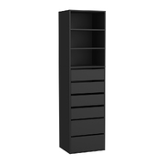 Wardrobe Storage Cabinet Shelf Unit Clothes 3 Shelves 6 Drawers Black